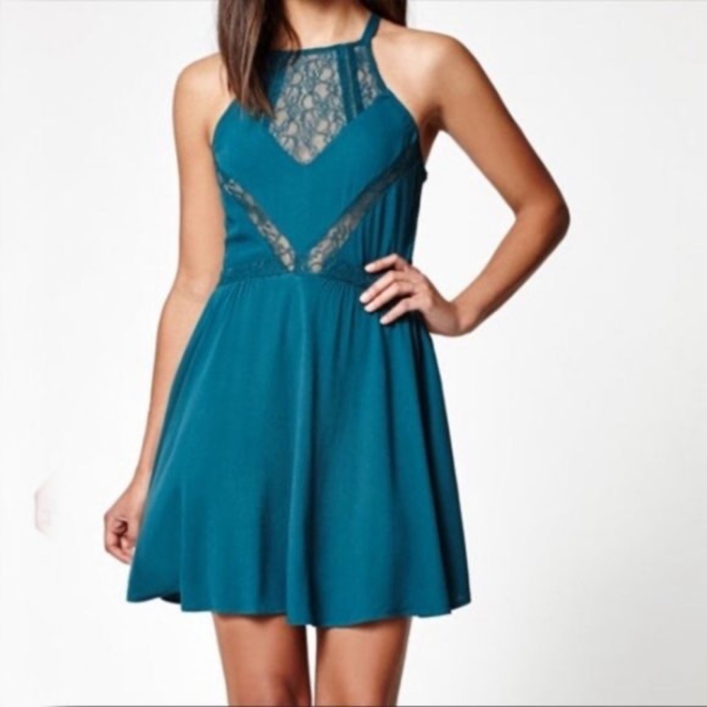 Kendall & Kylie Blue Lace Detail Mini Dress